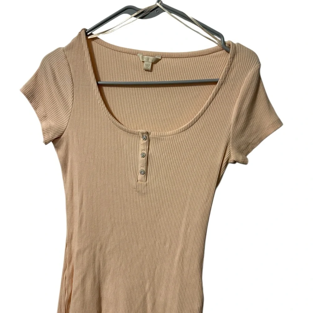 SOLDGuess Pale Pink Ribbed Bodysuit Short Sleeve - Picture 6 of 10
